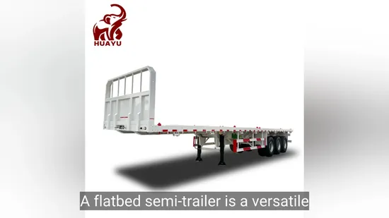 Semirremolque de plataforma plana ligero para transporte de carga a granel de 3 ejes, 40 pies, 45 pies y 60 toneladas, Huayu