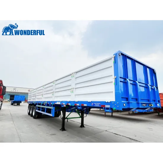 Semirremolque de carga a granel personalizado de calidad con plataforma de varios ejes, montaje en escalón, pared lateral de alto rendimiento, lateral abatible, altura cerrada, puerta lateral, capacidad de carga