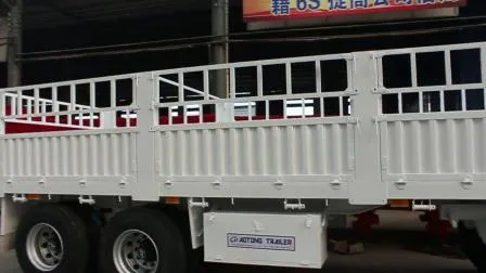 Remolque con barra de tiro, 3 ejes, con valla completa, para transporte de carga a granel