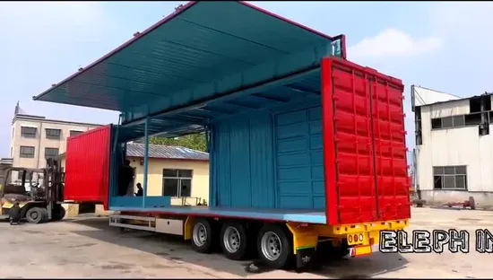 Semirremolque furgón con ala lateral y caja de carga a granel con apertura hidráulica