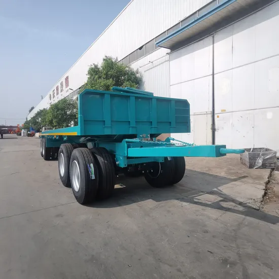 Camión semirremolque de transporte de carga de plataforma baja/cargadora baja/plataforma plana de 2/3/4 ejes con barra de tiro
