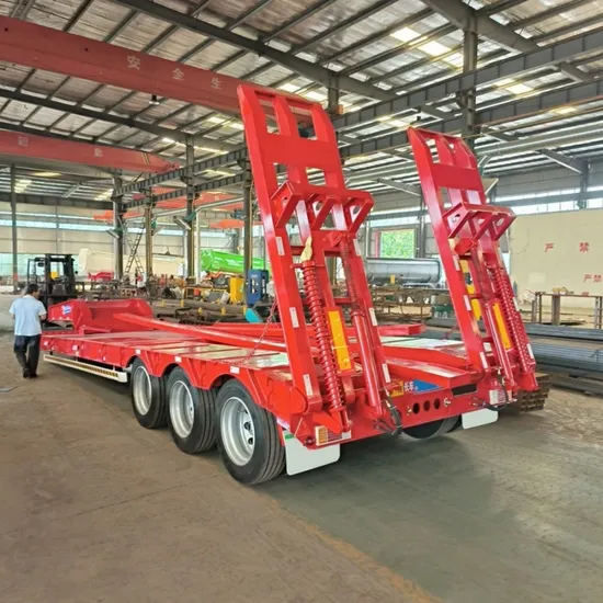 Remolque hidráulico de carga frontal desmontable, semirremolque de cama baja con cuello de cisne desmontable