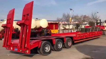 Remolque de plataforma baja Quest, plataforma hidráulica de 4 líneas y 8 ejes, semirremolque de plataforma baja